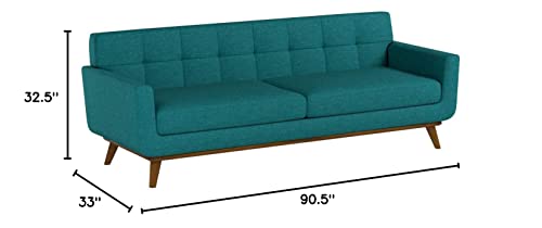 Modway Engage Mid-Century Modern Upholstered Fabric Sofa in Teal