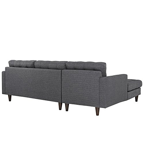 Modway Empress Mid-Century Modern Upholstered Fabric Left-Arm Facing Sectional Sofa in Gray