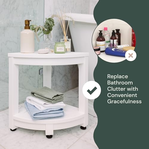 ROHKEX Corner Shower Stool - Waterproof Heavy Duty Shower Bench for Shaving Legs & Inside Shower Use - Sturdy Bathseat for Relaxation - Shower Shelf & Seat - Indoor & Outdoor Easy Assemble