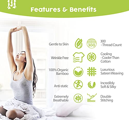 BAMPURE 100% Organic Certified Bamboo Sheets Queen - 6 Piece Set - Superior Soft & Cooling Sheets - Up to 16’’ Deep Pocket - Luxury Series 1 Flat Sheet, 1 Fitted Sheet, 4 Pillowcases (Queen White)