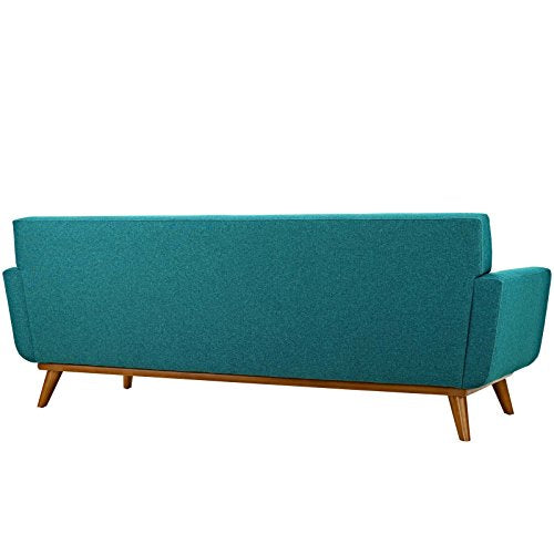 Modway Engage Mid-Century Modern Upholstered Fabric Sofa in Teal