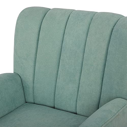 LSSPAID Accent Chairs, Fabric Upholstered Armchairs, Mid Century Modern Accent Chair, Wooden Living Room Chairs, Green, Set of 1