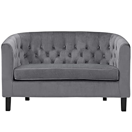 Modway Prospect Velvet Upholstered Contemporary Modern Loveseat In Gray