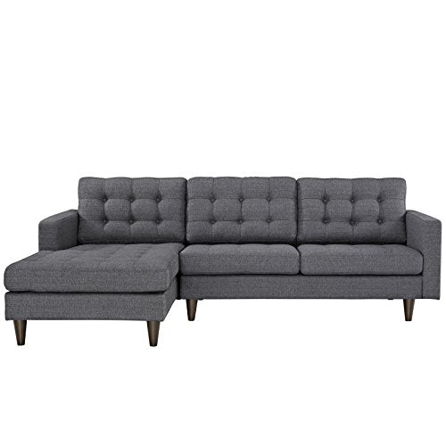 Modway Empress Mid-Century Modern Upholstered Fabric Left-Arm Facing Sectional Sofa in Gray