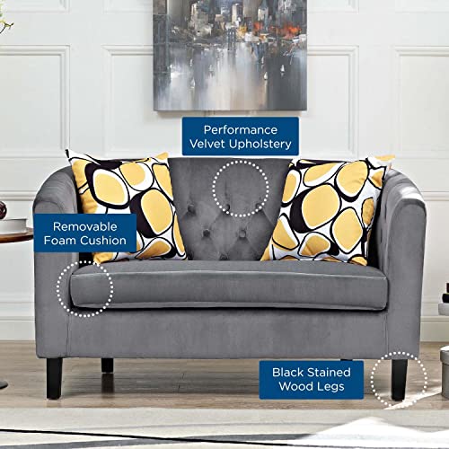 Modway Prospect Velvet Upholstered Contemporary Modern Loveseat In Gray