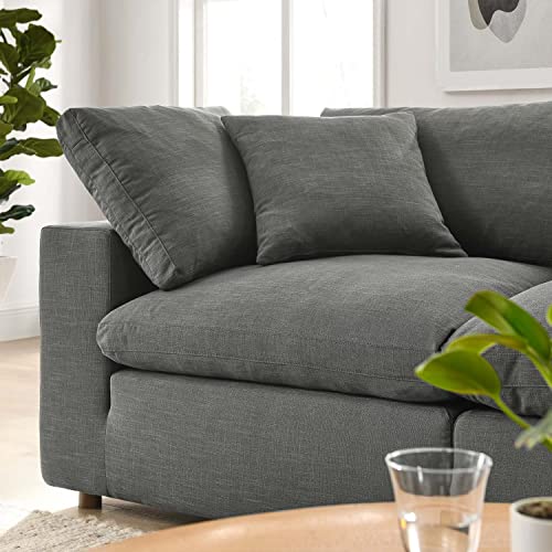 Modway Commix Down Filled Overstuffed 2 Piece Sectional Sofa Set, Two Corner Chairs, Gray