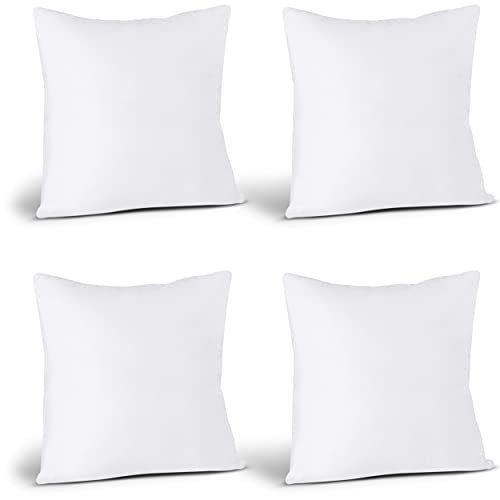 Utopia Bedding Throw Pillows (Set of 4, White), 18 x 18 Inches Pillows for Sofa, Bed and Couch Decorative Stuffer Pillows