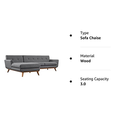 Modway Engage Mid-Century Modern Upholstered Fabric Left-Facing Sectional Sofa in Gray