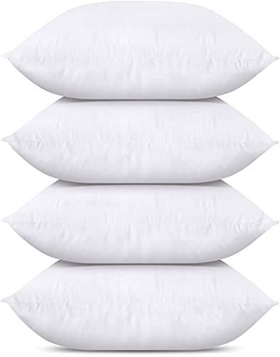 Utopia Bedding Throw Pillows (Set of 4, White), 18 x 18 Inches Pillows for Sofa, Bed and Couch Decorative Stuffer Pillows