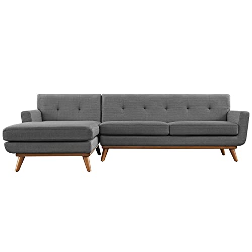 Modway Engage Mid-Century Modern Upholstered Fabric Left-Facing Sectional Sofa in Gray