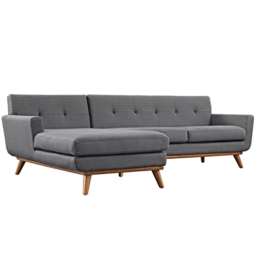 Modway Engage Mid-Century Modern Upholstered Fabric Left-Facing Sectional Sofa in Gray