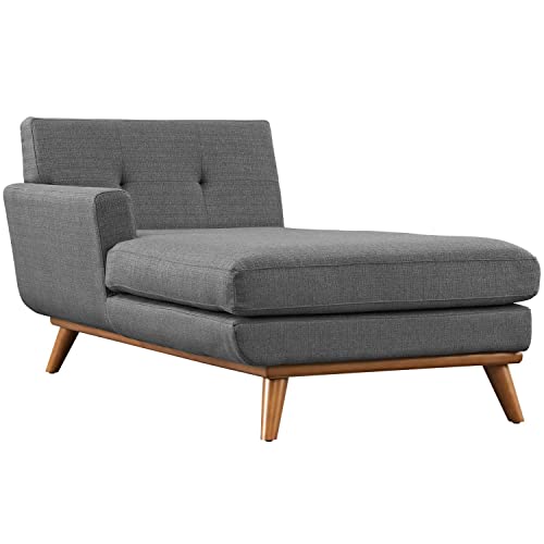 Modway Engage Mid-Century Modern Upholstered Fabric Left-Facing Sectional Sofa in Gray