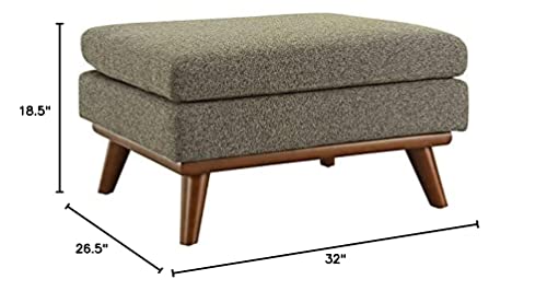 Modway Engage Mid-Century Modern Upholstered Fabric Ottoman in Oatmeal