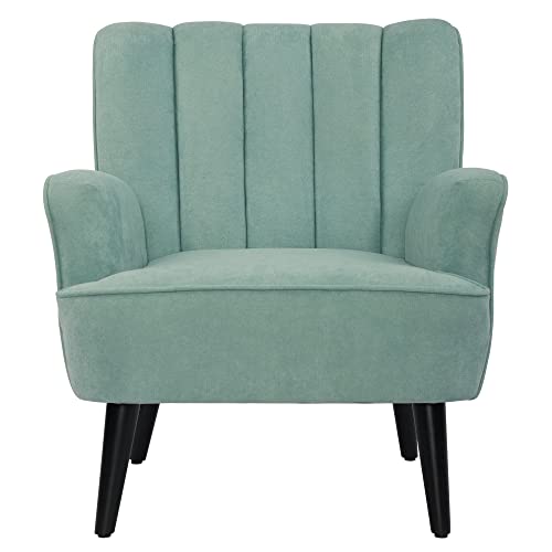 LSSPAID Accent Chairs, Fabric Upholstered Armchairs, Mid Century Modern Accent Chair, Wooden Living Room Chairs, Green, Set of 1