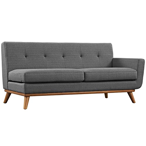 Modway Engage Mid-Century Modern Upholstered Fabric Left-Facing Sectional Sofa in Gray