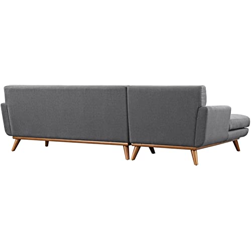 Modway Engage Mid-Century Modern Upholstered Fabric Left-Facing Sectional Sofa in Gray