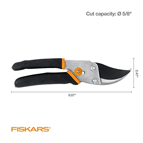 Fiskars Gardening Tools: Bypass Pruning Shears, Sharp Precision-ground Steel Blade, 5/8” Plant Clippers (91095935J)