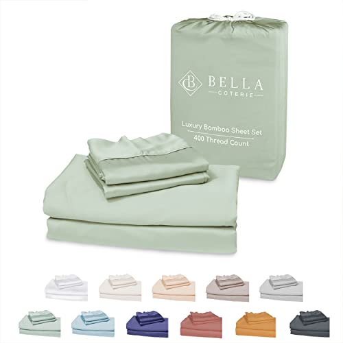 Bella Coterie Luxury King Bamboo Sheet Set | Organically Grown | Ultra Soft | Cooling for Hot Sleepers | 18" Deep Pocket [Sea Glass]