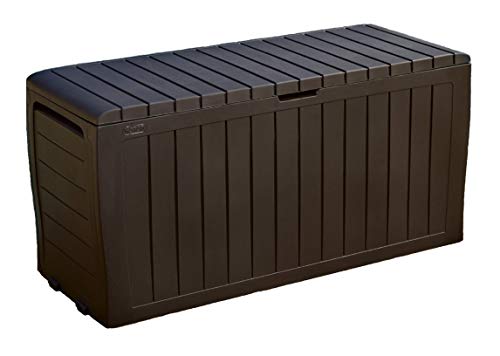 Keter Marvel Plus 71 Gallon Resin Outdoor Box for Patio Furniture Cushion Storage, Brown