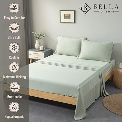 Bella Coterie Luxury King Bamboo Sheet Set | Organically Grown | Ultra Soft | Cooling for Hot Sleepers | 18" Deep Pocket [Sea Glass]