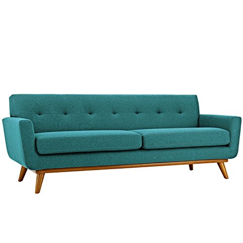 Modway Engage Mid-Century Modern Upholstered Fabric Sofa in Teal