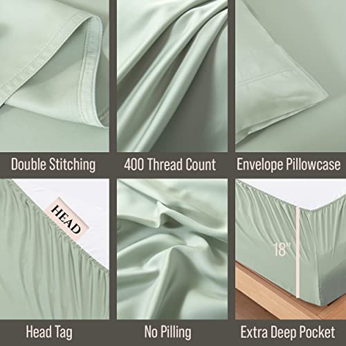 Bella Coterie Luxury King Bamboo Sheet Set | Organically Grown | Ultra Soft | Cooling for Hot Sleepers | 18" Deep Pocket [Sea Glass]