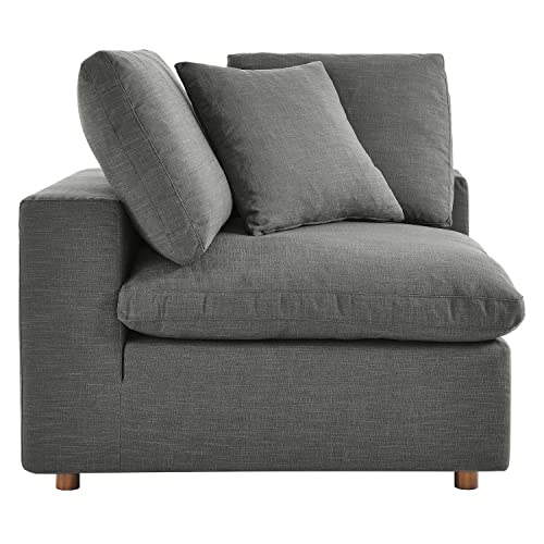 Modway Commix Down Filled Overstuffed 2 Piece Sectional Sofa Set, Two Corner Chairs, Gray