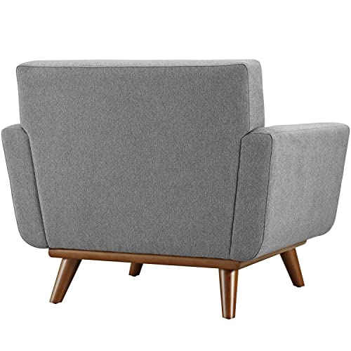 Modway Engage Mid-Century Modern Upholstered Fabric Accent Arm Lounge Chair in Expectation Gray