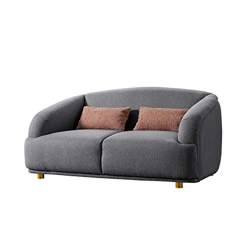 Acanva Modern Barrel Back T-Shaped Seat Cushion Design Living Room Sofa, 69" W Loveseat, Grey