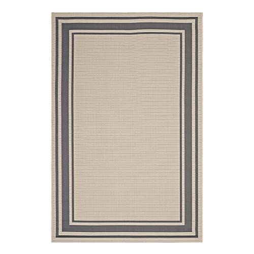 Modway Rim Solid Border 8x10 Indoor and Outdoor In Gray and Beige