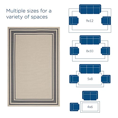 Modway Rim Solid Border 8x10 Indoor and Outdoor In Gray and Beige