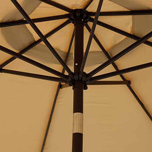 Blissun 9' Outdoor Market Patio Umbrella with Push Button Tilt and Crank, 8 Ribs (Tan)