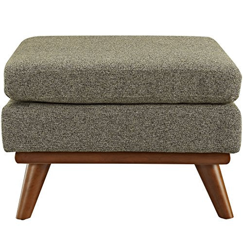 Modway Engage Mid-Century Modern Upholstered Fabric Ottoman in Oatmeal