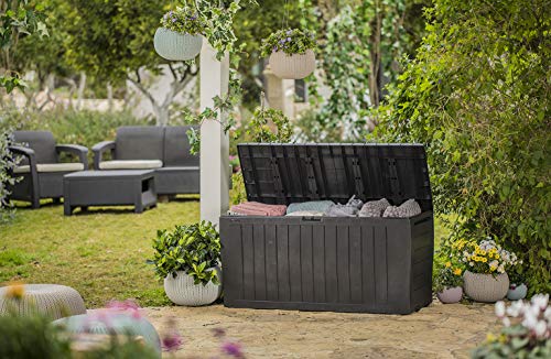 Keter Marvel Plus 71 Gallon Resin Outdoor Box for Patio Furniture Cushion Storage, Brown