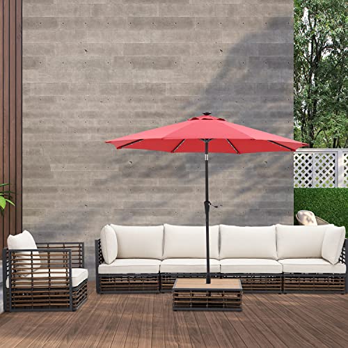 ESSENTIAL LOUNGER 6 Pieces Sectional Outdoor Patio Furniture Set, Outdoor Modern Rattan Conversation Set with Olefin Cushions and Coffee Table, Wicker Sofa with Umbrella Hole for Garden, Poolside