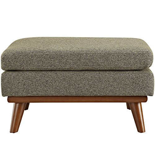 Modway Engage Mid-Century Modern Upholstered Fabric Ottoman in Oatmeal