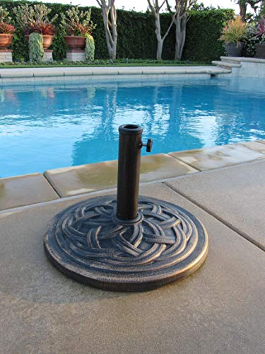 DC America UBP18181-BR 18-Inch Cast Stone Umbrella Base, Made from Rust Free Composite Materials, Bronze Powder Coated Finish