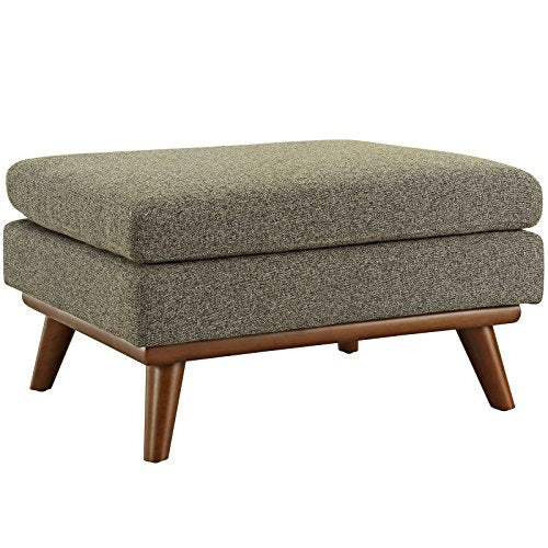 Modway Engage Mid-Century Modern Upholstered Fabric Ottoman in Oatmeal