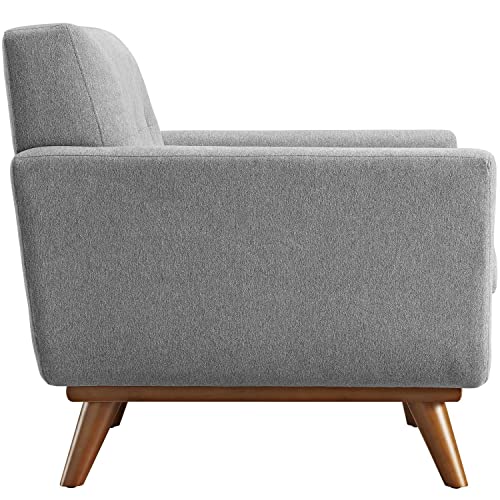 Modway Engage Mid-Century Modern Upholstered Fabric Accent Arm Lounge Chair in Expectation Gray