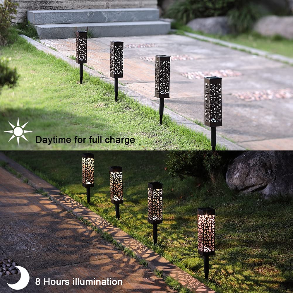 MAGGIFT 8 Pcs Solar Powered LED Garden Lights, Solar Path Lights Outdoor, Automatic Led Halloween Christmas Decorative Landscape Lighting for Patio, Yard and Garden